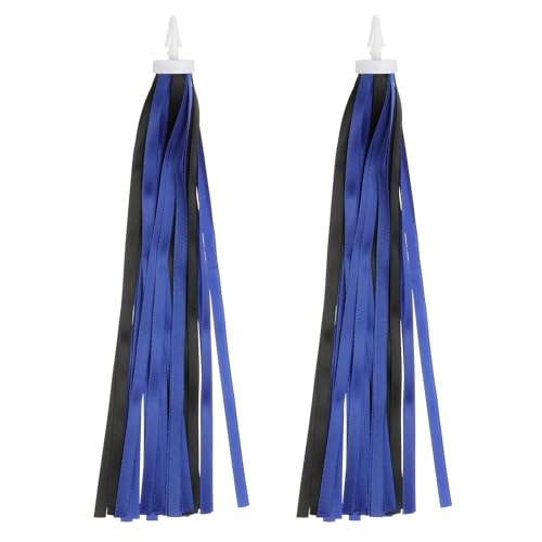 MECCANIXITY Bike Streamers Colorful Bike Tassels Scooter Handlebar Streamers Bicycle Tassel Ribbon for Bicycle Tricycle Handles Accessory (Blue/Black, Pack of 4)