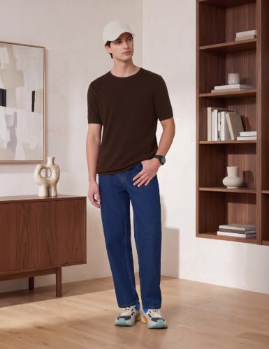 Image of Amazon Brand - Symbol Men's 100% Cotton Textured T-Shirts | Flat Knit |Round Neck | Half Sleeve | Available in Plus Sizes