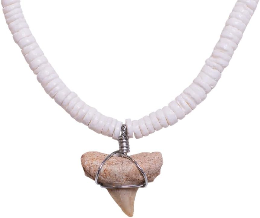 Puka Shell Shark Tooth Necklace BlueRica Shark Tooth Necklace 18