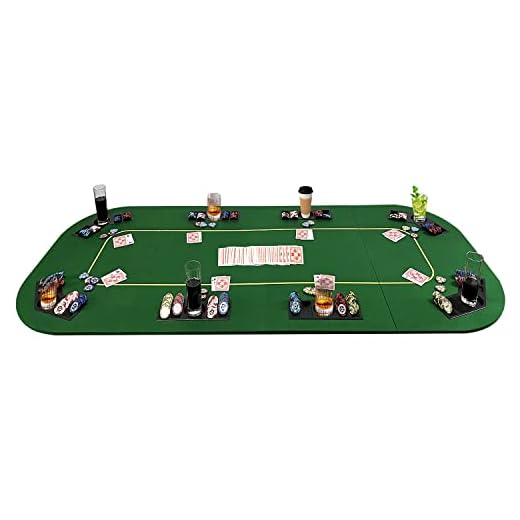 79 x 36 Inch Foldable Poker Table Top, Rectangular Poker Table Topper Green Felt with Chips Tray & Cup Holders, Professional Texas Hold’em Poker Table Mat with Carrying Bag for Card Casino Games