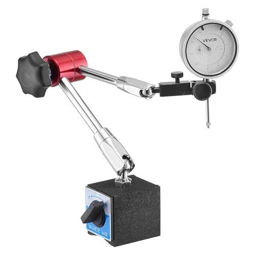 VEVOR Indicateur de test à cadran avec support magnétique flexible, comparateur à cadran, précision de 0,03 mm, plage de mesure de 0 à 25,4 mm, bras long...