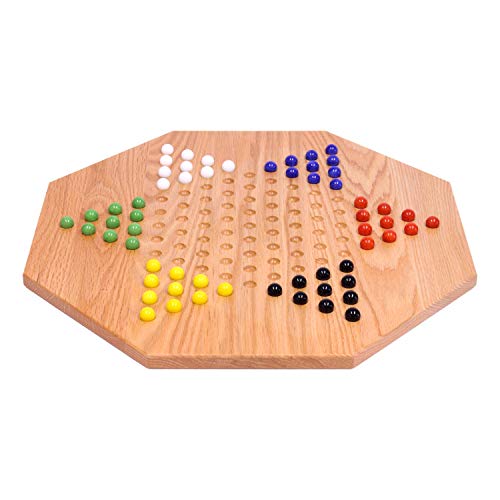 AmishToyBox.com Oak Wooden Chinese Checkers Board Game Set, Hand-Painted, 19\" Wide - Thumbnail 2