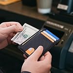 Buffway Slim Minimalist Front Pocket RFID Blocking Leather Wallets for Men and Women - Carbon Fiber Black - Image 2