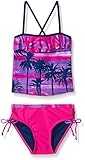 Limited Too Girls' Tropical Photo Real Ruffle Tankini