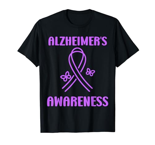 Support simple quote purple ribbon alzheimer's awareness T-Shirt