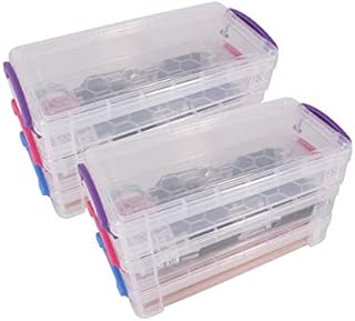 ZMCYN 6 Pack Clear Plastic Pencil Box Case, Brush Painting Pencils Storage Box for Kids Adult, Plastic Pencil Storage Orgainser Box Bulk for Markers, Watercolor Pen, Crayons(21.5X10X4.1cm)