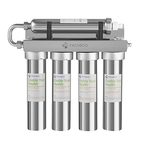 FACHIOO Stainless Steel Water Filter for Sink,0.01μm Ultra-Filtration Under Sink Water Filter System, Reduces PFAS, PFOA/PFOS, Fluoride, Chlorine, Bad Taste & Odor, Tankless 5-Stage High Capacity FACHIOO Stainless Steel Water Filter for Sink,0.01μm Ultra-Filtration Under Sink Water Filter System, Reduces PFAS, PFOA/PFOS, Fluoride, Chlorine, Bad Taste & Odor, Tankless 5-Stage High Capacity