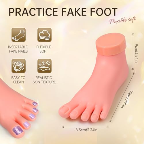 Image of AORAEM Practice Fake Foot Flexible Movable Soft Silicone Fake Foot Tool for Nail Art Training Display