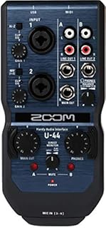 Zoom U-44 Handy Audio Interface, 4-Channel Portable USB Audio Interface, 2 XLR/TRS Combo Inputs, MIDI I/O, RCA Outputs, Compatible with Zoom Capsules