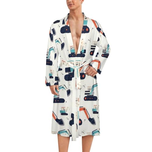 Peignoir de bain homme léger motif pelleteuse cadeau original style kimono