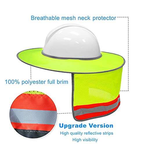 Fonsin Hard Hat Sun Shade Full Brim Mesh Neck Sun Shield Block Uv,Yellow,Pack Of 3 #TOP1