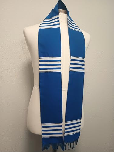 African Kente Graduation Choir Stole - Blue with White3