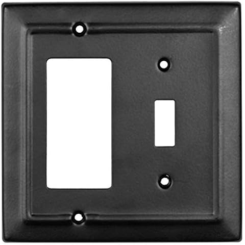 Monarch Abode 19155 Double Switch Architectural Toggle Rocker Combination Aluminum Decorative Wall Plate Switch Plate Outlet Cover, 2-Gang, Matte Black Cover