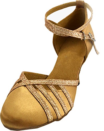 Chaussures de danse latine et salsa en satin rose chair pour femme taille 40