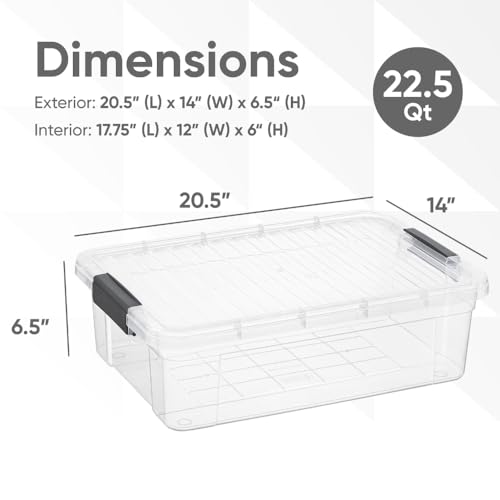 Image of Superio Storage Bins with Lids, Clear Plastic Containers for Organizing, Stackable Totes, BPA Free, Odor Free, Organizer Boxes for Home, and Dorm (3 Pack, 22.75 Qt)