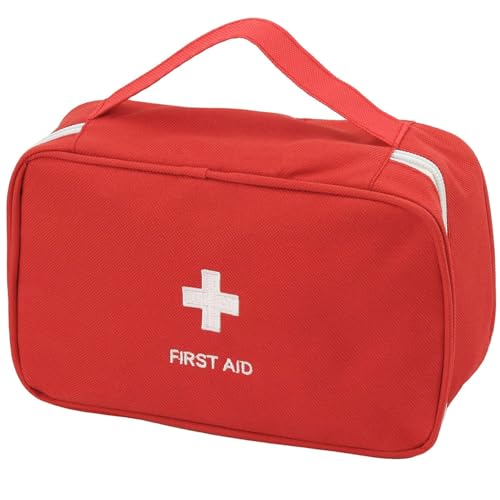 First Aid Bag Empty Medical Kit Pouch Travel Emergency Pouch Lightweight Medicine Storage Empty Bag Multifunctional Layered for Emergency Home Office Car Outdoors Boat Camping Hiking (Red)