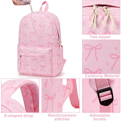 Image of LOIDOU Backpack for Girls School Backpacks Bookbags for Elementary Middle School Women Laptop Backpacks (Bow Tie Pink, L-17)