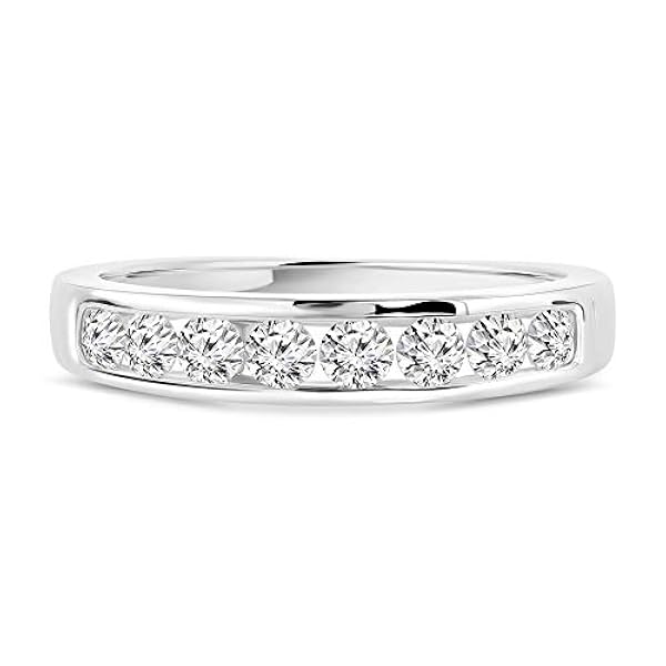 Miore ring dames 0.50 ct diamant memoire eternity ring in witgoud 14 karaat / 585 goud, sieraad bezet met briljanten