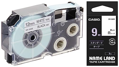 Image of Casio XR-12WE1 Label Printer Tape (Black and White) & Casio XR-9WE-S-DJ /XR-9WE1-W-DJ Label Printer Tape (Black and White)