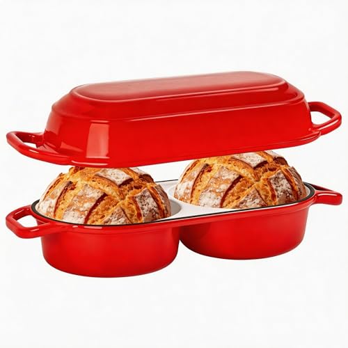 Mini Double Dutch Oven For Sourdough Bread Baking 2.2QT Enameled Cast Iron