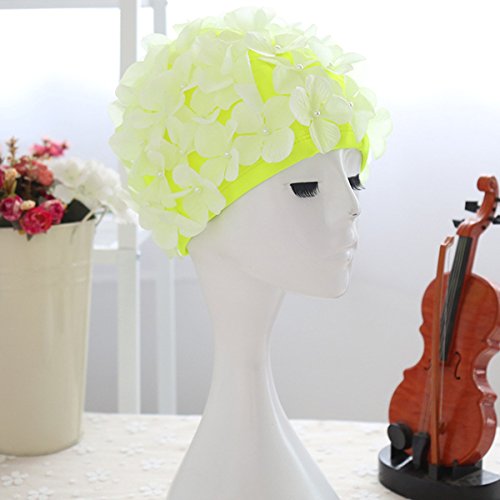 WINOMO Swim Cap Floral Petal Stylish Swimming Hat Bathing Caps for Women (Fluorescent Green)