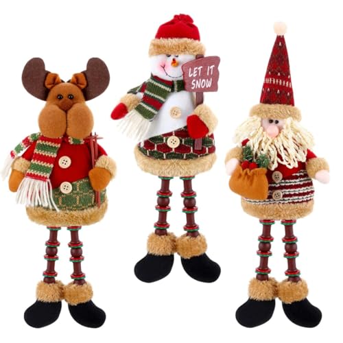 Décoration de Noël assis et joli petit père en peluche douce