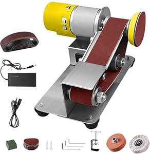 Mini Bandschleifer, Elektrische Polierschleifbandmaschine, 15 Grad Tischschleifmaschine Mit 330 * 30 mm Schleifbänder Geliefert, Schleifscheibe und Polierscheibe Fixierhalterung