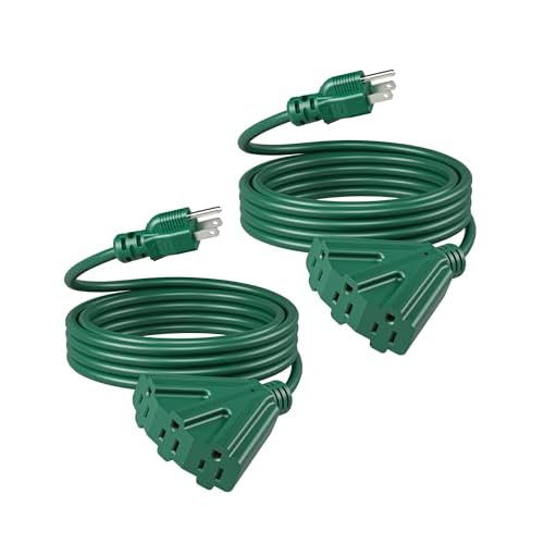 DEWENWILS 15 FT Outdoor Extension Cord, Weatherproof 16/3 SJTW Power Cable for Outdoor String Lights and Landscaping String Lights, ETL Listed, Pack of 2, Green 15 Feet 2 Pack Green
