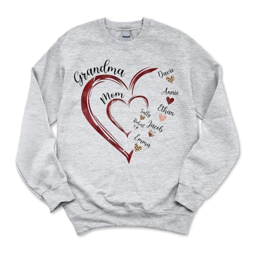Godmerch Personalized Grandma Heart Shirt, Custom Nickname Mom Grandma With Kid Names Sweatshirt thumb #7