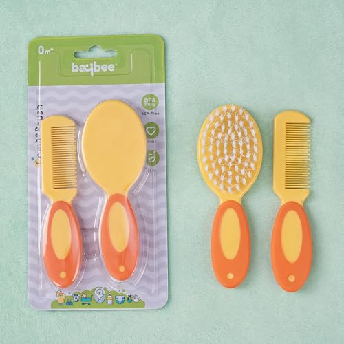 Baybee Ultra Soft Baby Comb & Brush Set | Brush with Soft & Gentle Bristles, Rounded Tips Comb for...