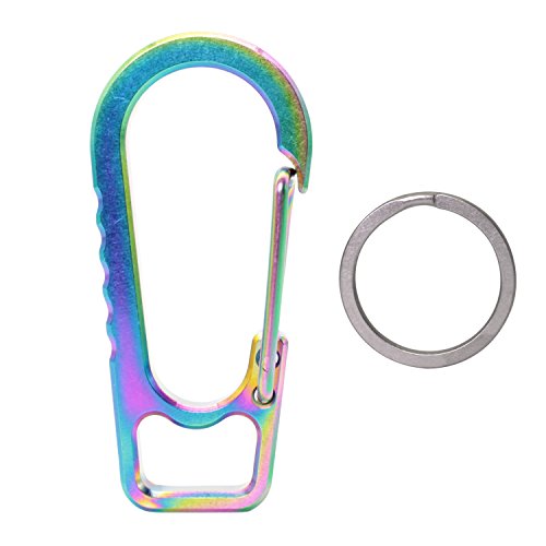 PPFISH Titanium Heavy Duty Carabiner Keychain, EDC Quick Release Hooks with Titanium Key Ring Set for Men Women (Multicolor)