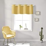 RAIN CITY Gold Yellow Blackout Valances for Windows Treatment 18 Inch Length Solid Thermal Insulated