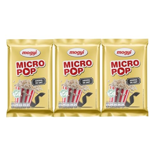 Mogyi Micropop Palomitas para Microondas con Sabor a Mantequilla, Pack de 3, 240g