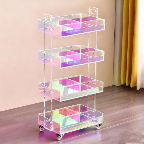 Acrylic Bar Cart, 3-Tier Utility Rolling Storage Cart with Drawers,