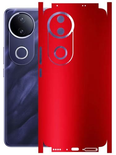 Image of AtOdds - Full Body Back Screen Guard Protector Film - Lamination Wrap Skin Sticker Compatible with VIVO T4R (5G) | Scratchproof Matte Finish (Design - Metalic Red)