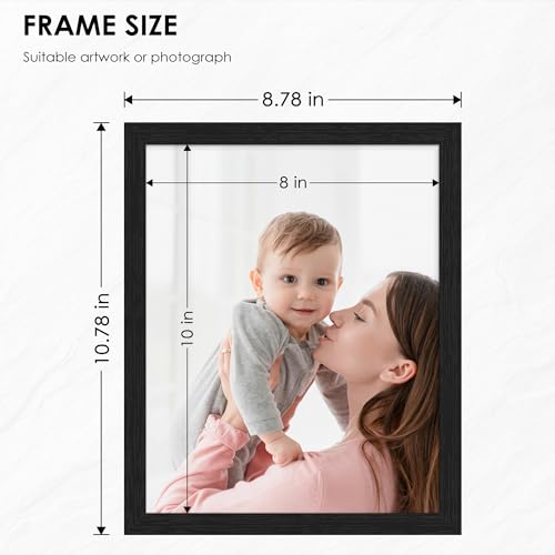 PEALSN 8x10 Picture Frame Set of 6, Black Picture Frames with HD Plexiglass,Wall Gallery Photo Frames for Wall Mounting or Tabletop Display, Black Woodgrain