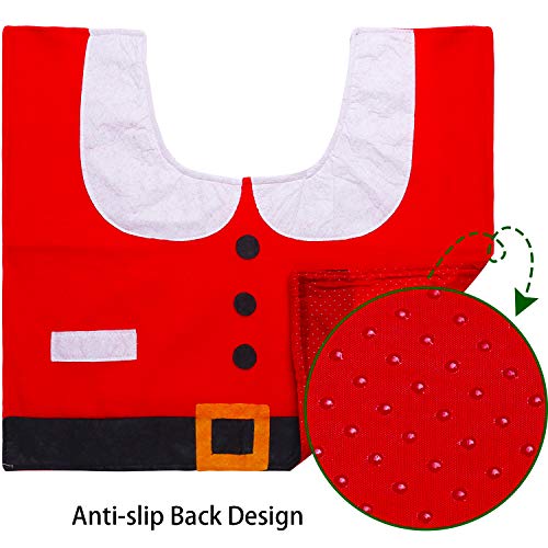 Tatuo 6 Stück Weihnachten Toilettensitz Abdeckung Dekorationen, Schneemann Santa Toilettensitzbezug und Teppich Set Red Weihnachtsschmuck Badezimmer – Bild 5