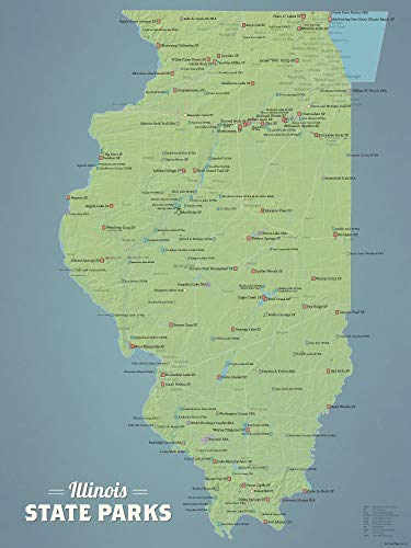 Illinois State Parks Checklist Map 18x24 Poster (Natural Earth)