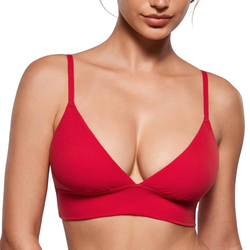 Image of INLYRIC Women's Inbarely Outwear Longline Triangle Bralette Plunge Unlined No Underwire Yoga Sports Bra Crop Tank Top