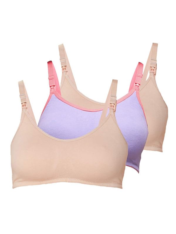 Image of Inner Sense Organic Cotton Bamboo Nursing Bra for Women I Non Padded Feeding Bra with Keyhole Back Design I Wire Free Maternity Innerwear with Full Coverage