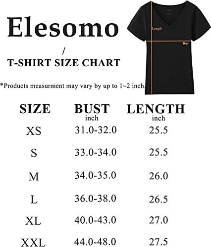 Elesomo Women's T-Shirts V Neck Cotton Tops Short Sleeve Summer T Shirt, Coral Xl #TOP2