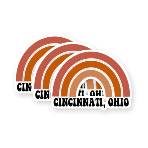 Rainbow Cincinnati Ohio Vinyl Stickers 3 Pack 3 Inch