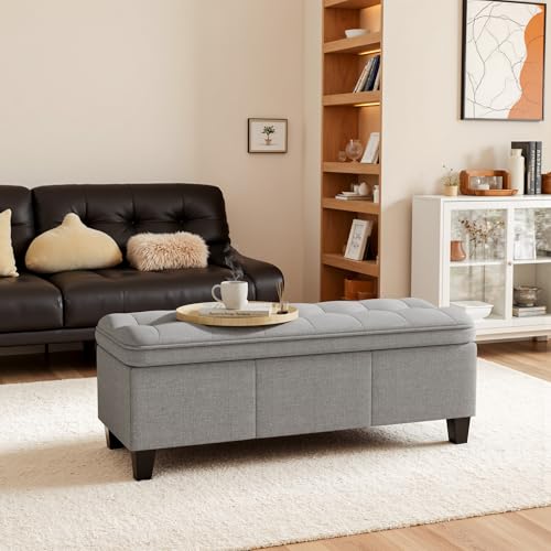 image for YESHOMY 47 Inches Ottoman with Storage, Storage Bench with Legs, Ottom