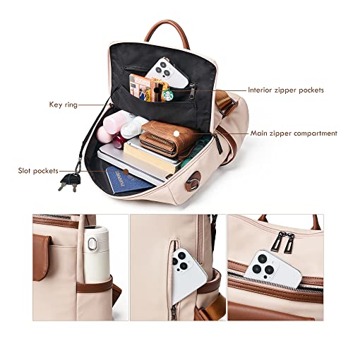 Image of OPAGE Leather Backpack Purse for Women Fashion Designer Ladies Shoulder Bags Travel Backpack With Wristlet