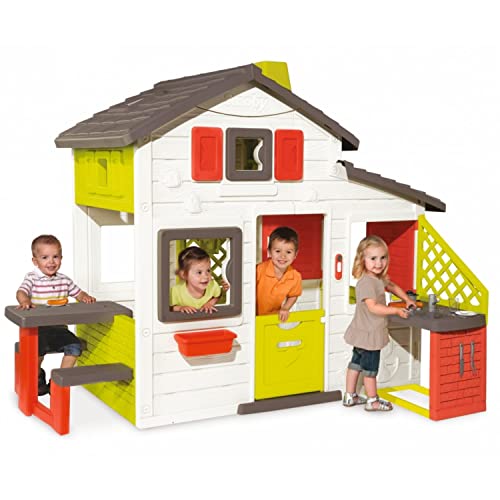 Smoby- Casita Infantil Neo Friends House Con Cocina, 1,72m de Alto, 2 Puertas de Entrada, Timbre …