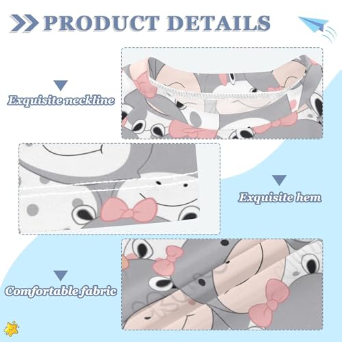 Cute Little Hippo Kids Bathing Suit Sun Protection Athletic Tops Swimwear Beach Tops 3T3