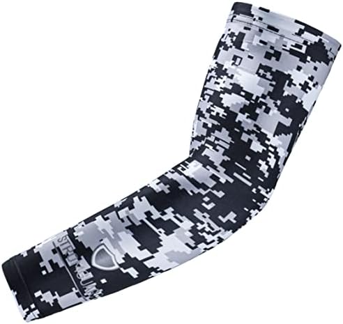 Stromguard Compression Sports Arm Sleeve Digital Camo Baseball Football Basketball - (One Arm Sleeve) (Adult Small, #1 - Black-Gray-White)