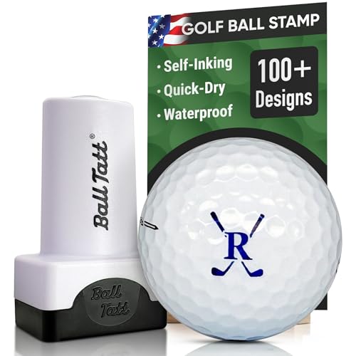 Ball Tatt - Golf Ball Stamp Personalized Monogram Initial R Self-Inking Marker Quick Dry Permanent Ink Reusable Golf Ball Marker to Identify Balls Ideal Golfer Gift
