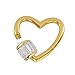14k Yellow Gold Heart Baguette Carabiner Lock, Handmade Baguette Setting Heart Lock, New Designer Heart Carabiner Lock Jewelry