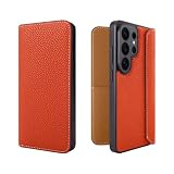 COGURE 互換品 Galaxy S26 Ultra ケース 手帳型 スマホケース 本革 カード収納 耐衝撃 液晶保護 磁石なし 専用ボックス付き COGPH-S26Ultra オレンジ